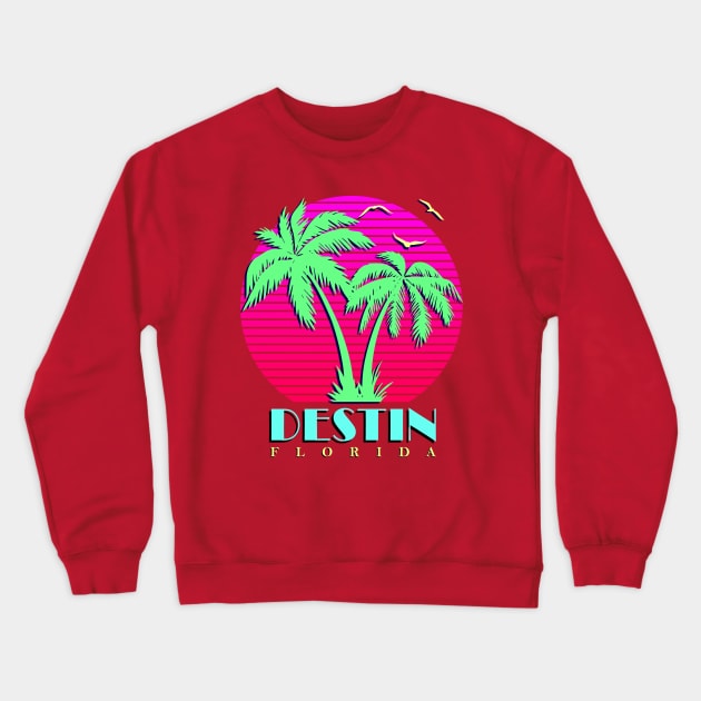 Destin Florida Palm Trees Sunset Crewneck Sweatshirt by Nerd_art